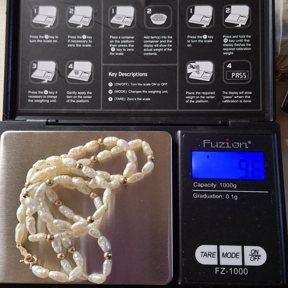 14k Yellow Gold Bead Freshwater Rice Crispy Krispie Pearl Strand Necklace 24" - Picture 11 of 11